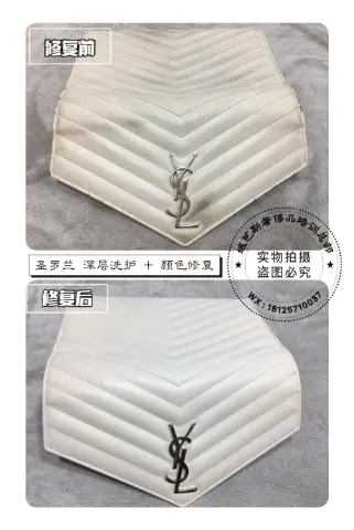 Saint Laurent white handbag | Deep cleaning and colour restoration 8