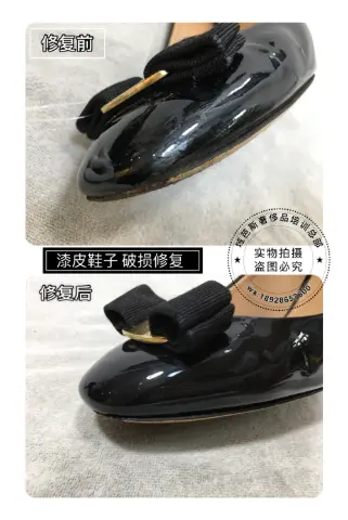 Black patent high heels: damage repair 3