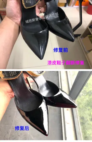 Black patent high-heel restoration 4