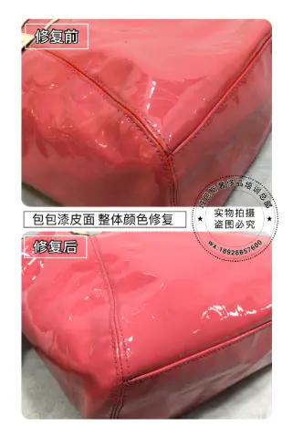 Coach pink-red patent handbag: overall colour restoration 8