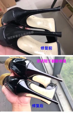 Black patent high-heel restoration 3