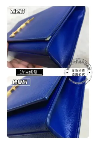 Blue handbag corner edge-paint repair 4