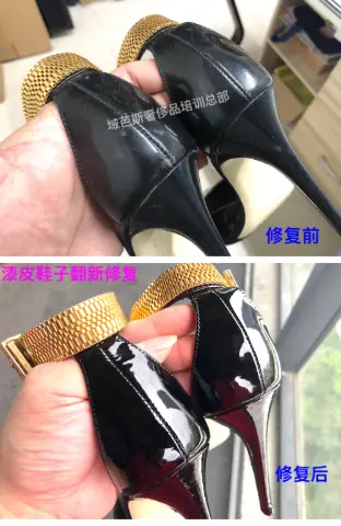 Black patent high-heel restoration 2