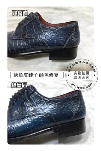 Blue-black crocodile-textured leather shoes | Colour restoration 6