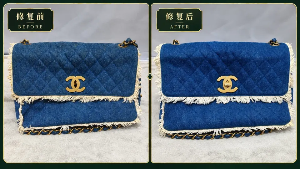 Chanel denim bag cleaning and colour restoration